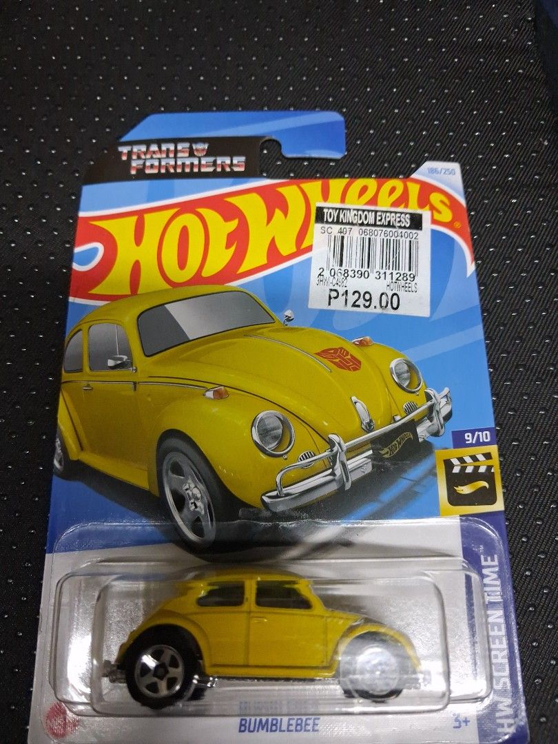 Hot Wheels Transformers Bumblebee HW Screen Time (Category: Vehicle & Diecast Models) located in Quezon City. Submitted by xserena (Listing ID 1462095052, Image 1). Description: - Hot Wheels Bumblebee Volkswagen Beetle - From the HW Screen Time series - Model number: 186/256 - Color: Yellow.