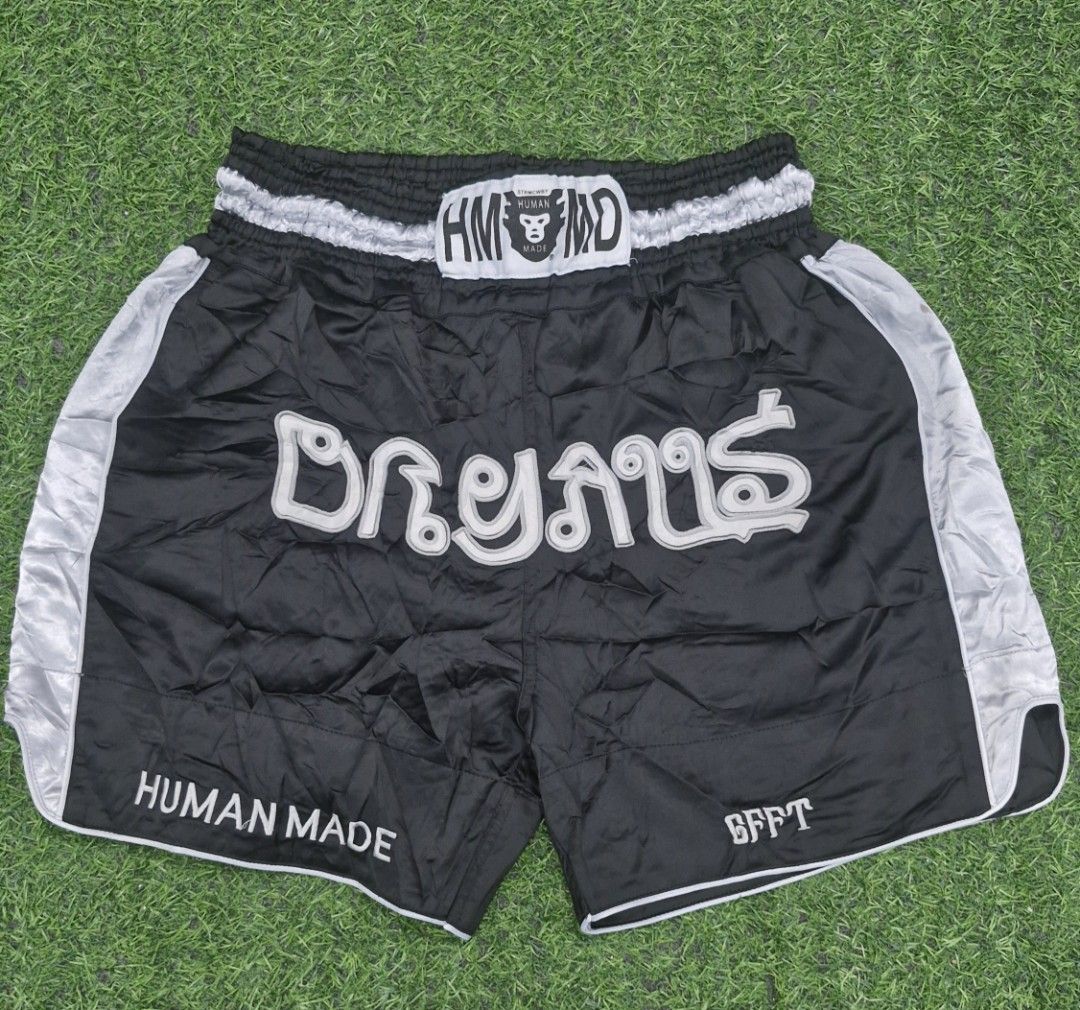 Human Made Muay Thai Shorts (Category: Shorts) located in Pili. Submitted by the_g_thrift (Listing ID 1462179452, Image 1). Description: Human Made Muay Thai Shorts Black size 30-38 tape measure length: 19 hem: 14 need wash minimal sign of used.