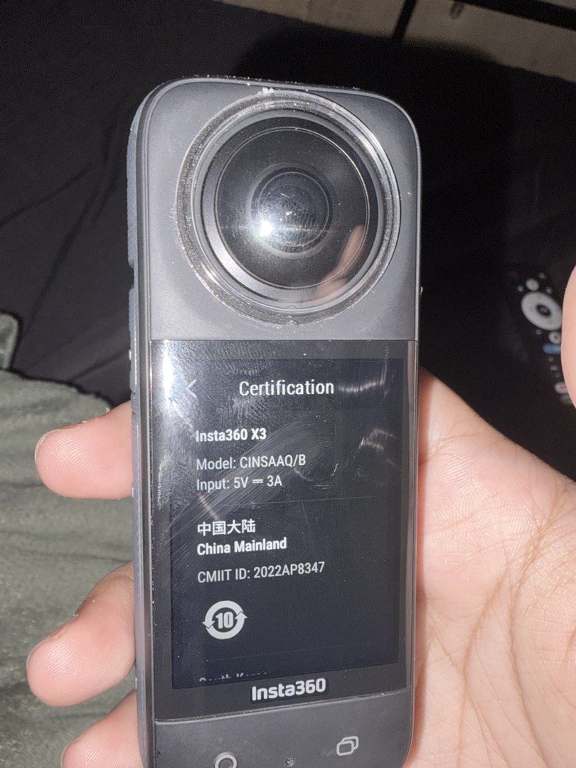 Insta360 X3 360 Action Camera (Category: Cameras) located in Quezon City. Submitted by shanaiamau00501 (Listing ID 1462124917, Image 3). Description: - Insta360 X3 Camera (Model CINS AAQ/B) - Capture all angles with ease - User-friendly interface - Perfect for your next adventure - Power Input: 5V, 3A - Origin: Made in China Mainland.