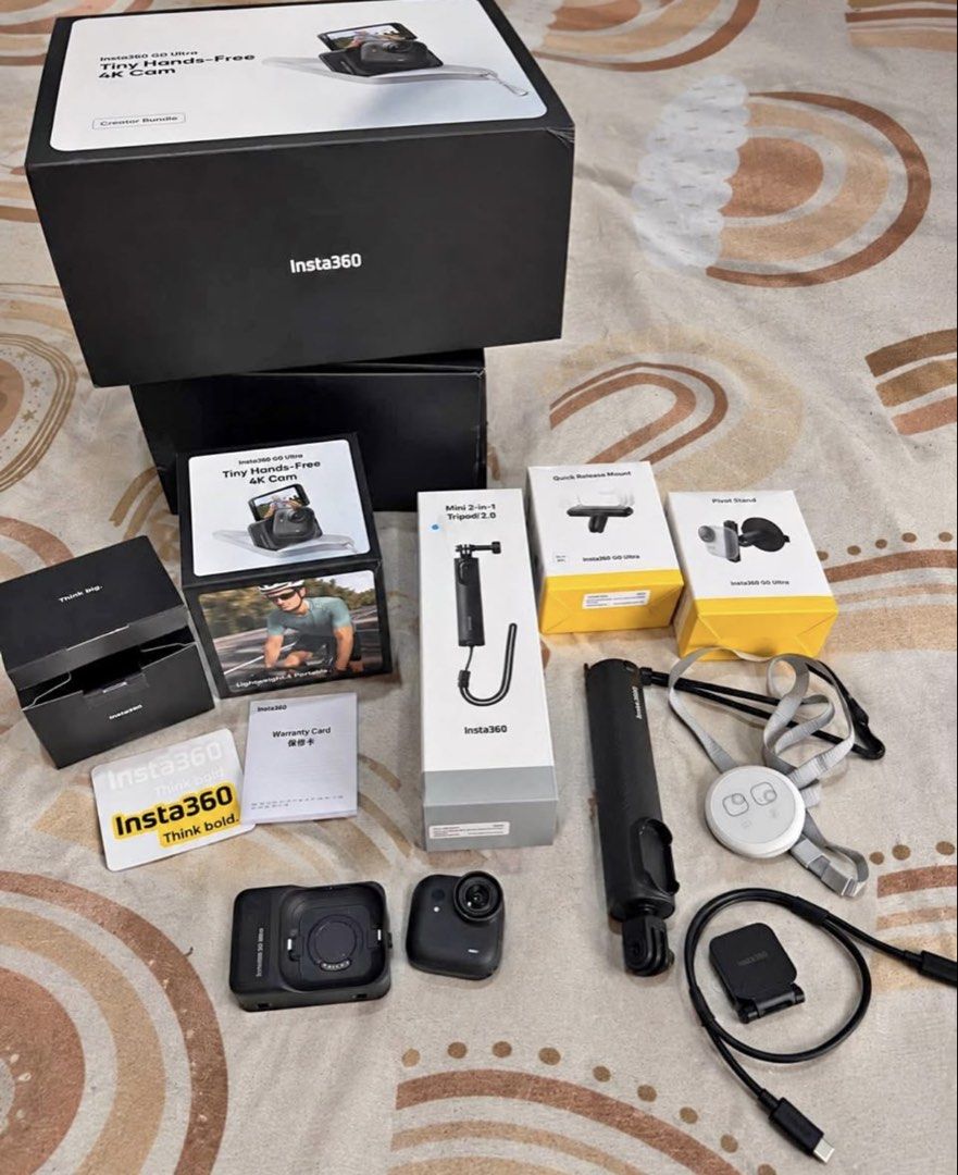 Insta 360 Go Ultra Creator Bundle (Category: Video Cameras) located in Las Pinas. Submitted by ashley.az (Listing ID 1462218678, Image 1). Description: PM FOR MORE PICS/VIDEOS Once lang nagamit, for Vietnam Trip..