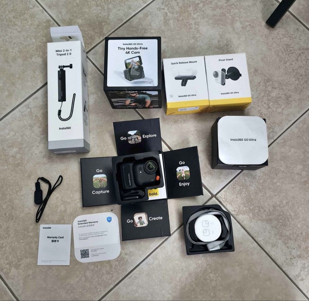 Insta 360 Go Ultra Creator Bundle (Category: Video Cameras) located in Las Pinas. Submitted by ashley.az (Listing ID 1462218678, Image 2). Description: PM FOR MORE PICS/VIDEOS Once lang nagamit, for Vietnam Trip..