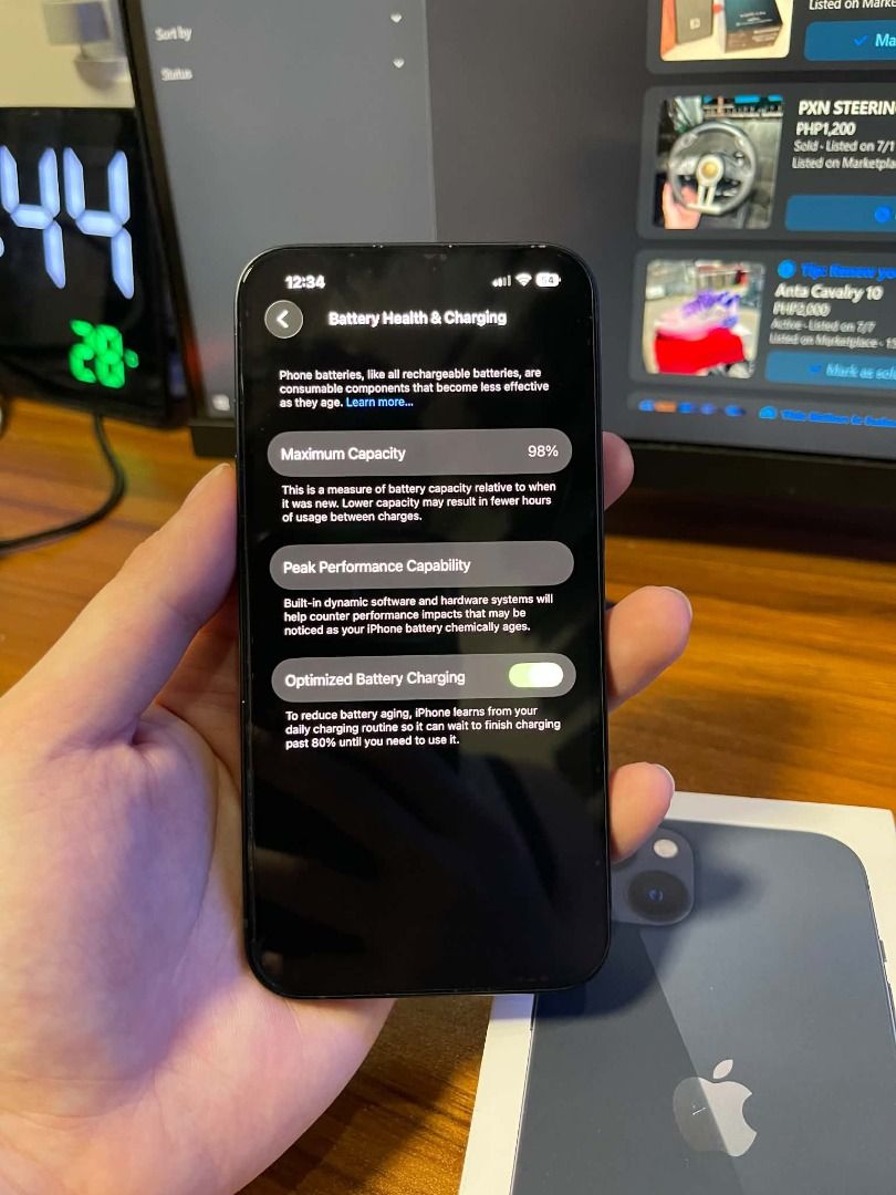 Iphone 13 (Category: iPhone 13 Series) located in Manila. Submitted by john31710 (Listing ID 1462069764, Image 2). Description: For sale Iphone 13 128GB No history of repair 128GB 98 Batt health ginamit lang pang gcash Factory unlocked NTC approved zp/a model Warranty Expired last Sep 11, 2026 Complete Inclusions Sm fairview meetup negotiable .