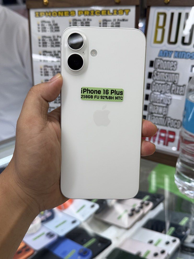 iPhone 16 Plus 256GB 92%BH Openline NTC Approved 99%smooth No issues (Category: iPhone 16 Series) located in San Juan City. Submitted by saabangadgetshop (Listing ID 1462115225, Image 1). Description: Onhand | Pre-owned iPhone 16 Plus 256GB OPENLINE NTC APPROVED Battery Health 92% NO HIDDEN ISSUES NO HISTORY OF REPAIR 99%Smooth TEST TO SAWA RESET ALL YOU WANT TEST ALL YOU WANT NOT REFURBISHED AUTHENTIC PHONE ALL WORKING (FREE 3UTOOLS) iPhones iPa