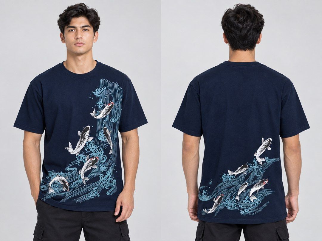✅Japan Koi Shirt (Category: Tshirts & Polo Shirts ) located in Dumaguete. Submitted by good_stuff_dgte (Listing ID 1462144695, Image 1). Description: ✅Japan Koi Shirt -₱650 -Size m-l (20x28) -Color rate 10/10 -No issue (asnew condition).