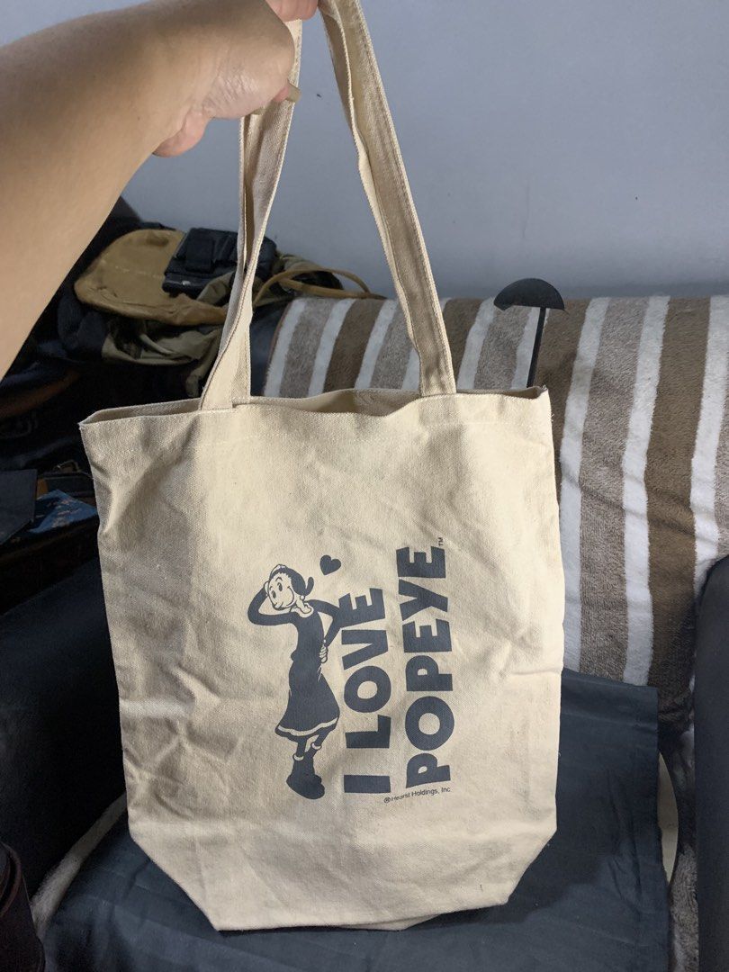 Japan olive popeye canvas totebag (Category: Tote Bags) located in Cabanatuan. Submitted by mjluxxejapan (Listing ID 1462056160, Image 1). Description: Fixed price. Rare item.makapal matibay material malinis offwhite color.approx 16x13” meas semi large .very good cond .