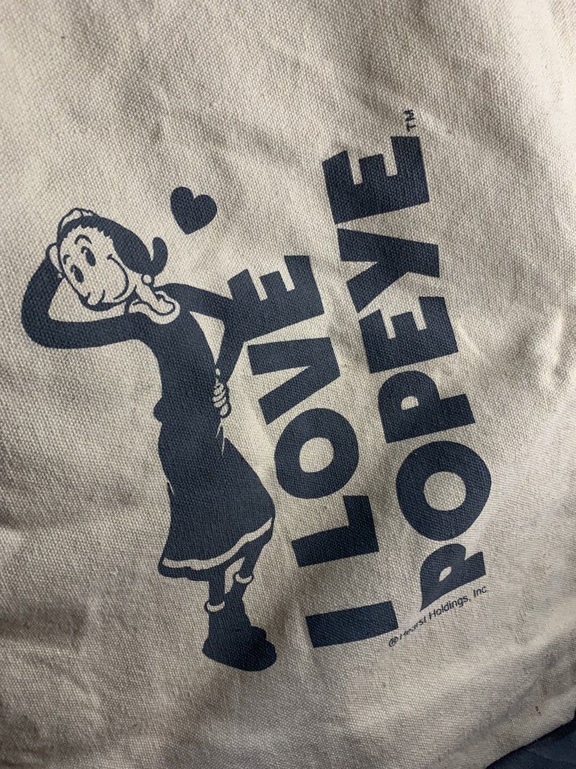 Japan olive popeye canvas totebag (Category: Tote Bags) located in Cabanatuan. Submitted by mjluxxejapan (Listing ID 1462056160, Image 2). Description: Fixed price. Rare item.makapal matibay material malinis offwhite color.approx 16x13” meas semi large .very good cond .