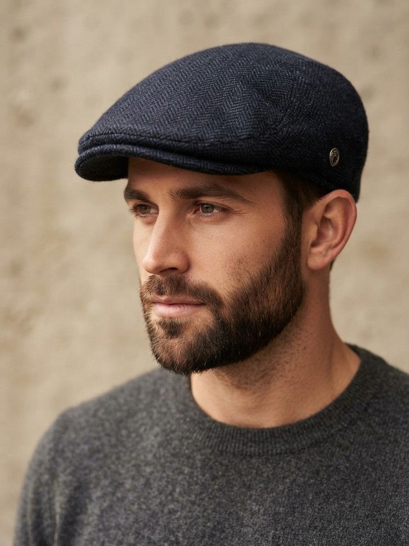 Jaxon Hats Blue Herringbone Wool Blend Ivy / Flat Cap Size Large (Category: Caps & Hats) located in Binangonan. Submitted by yuristalin888 (Listing ID 1462261177, Image 1). Description: This classic flat cap by Jaxon Hats features a sophisticated **blue-and-black herringbone tweed pattern** crafted from a **durable wool blend**. It comes fully lined with a **quilted satin interior** for enhanced comfort and warmth during cooler weather, and is fi