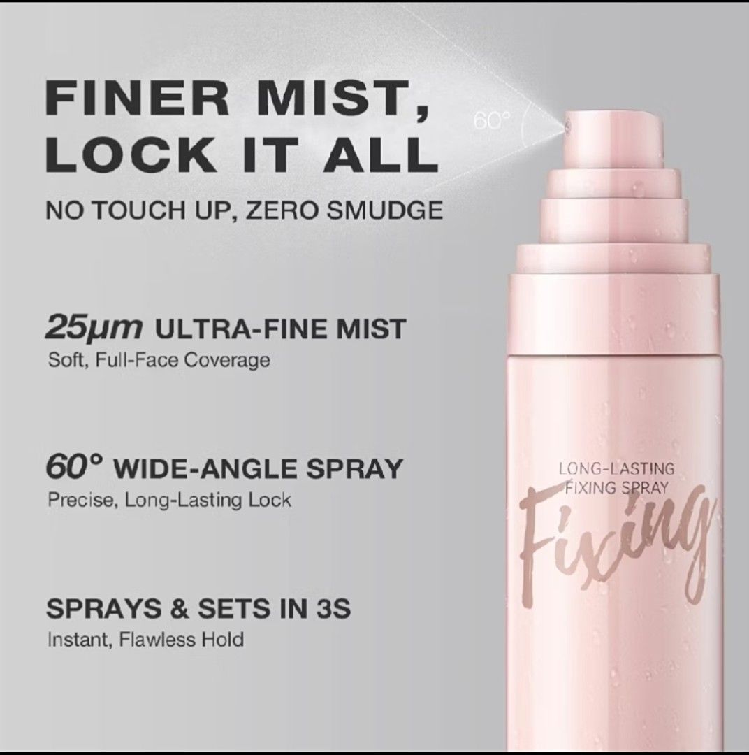 J.M.C.Y Long-Lasting Fixing Spray (Category: Makeup) located in Manila. Submitted by by_jewel (Listing ID 1462214319, Image 2). Description: - J.M.C.Y Long-Lasting Fixing Spray - Keeps makeup in place all day - Pretty pink packaging - Travel-friendly and everyday size - Achieve a long-lasting makeup finish - Suitable for all makeup routines.