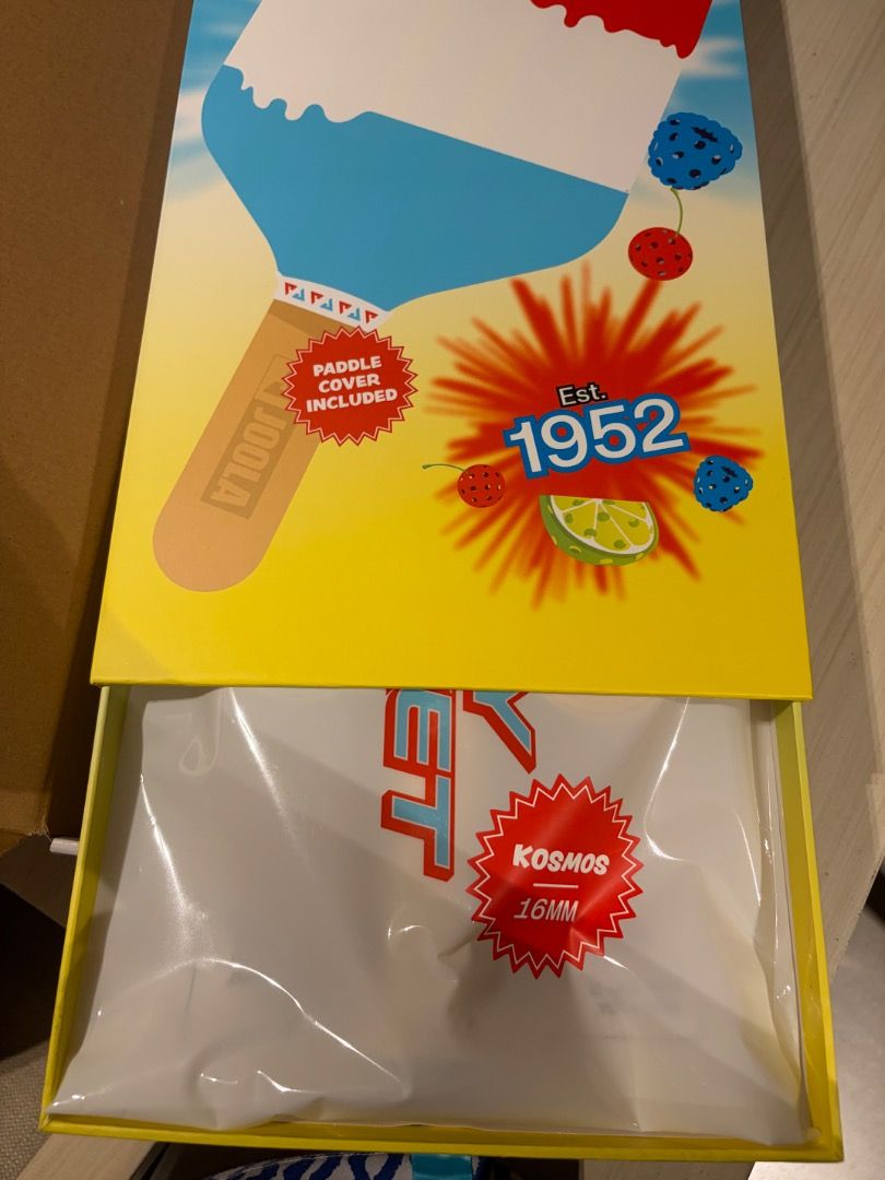 JOOLA Pops The Original Pro Paddle with Cover (Category: Racket and Ball Sports) located in Caloocan City. Submitted by cg031 (Listing ID 1462040969, Image 3). Description: - JOOLA Pops Pro Paddle - Original 1952 retro design - Rally Rocket model, 16mm - Paddle cover included - Great for casual play or as a collector's item.