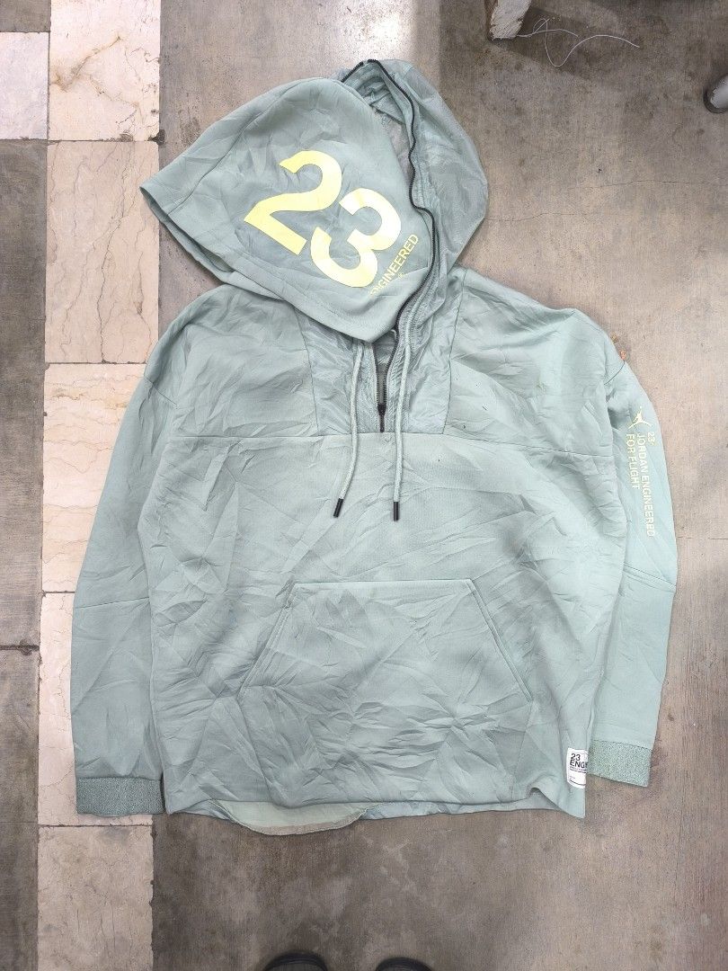 jordan 23 1/2 full zip hoodie jacket (Category: Coats, Jackets and Outerwear) located in Naga. Submitted by mags61913 (Listing ID 1462084175, Image 2). Description: Jordan 23 Engineered 1/2 full zip double hood jacket luminous green XL 26x28 sign of usage sa ribbings,loose stitch back hem dot stains please check pics 850+sf .