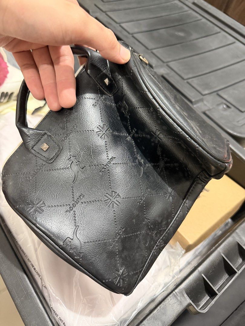 Kangol Black Embossed Monogram Mini Boston Bag (Category: Luxury Bags & Wallets) located in Manila. Submitted by hvlromero (Listing ID 1462107279, Image 2). Description: KANGOL Mini Bag ₱550 - issue: wala yung sling - goods pang everyday - Loc: Sta Mesa Manila - Mode of payment: MariBank/Bank Transfer Dm if interested 📩 .