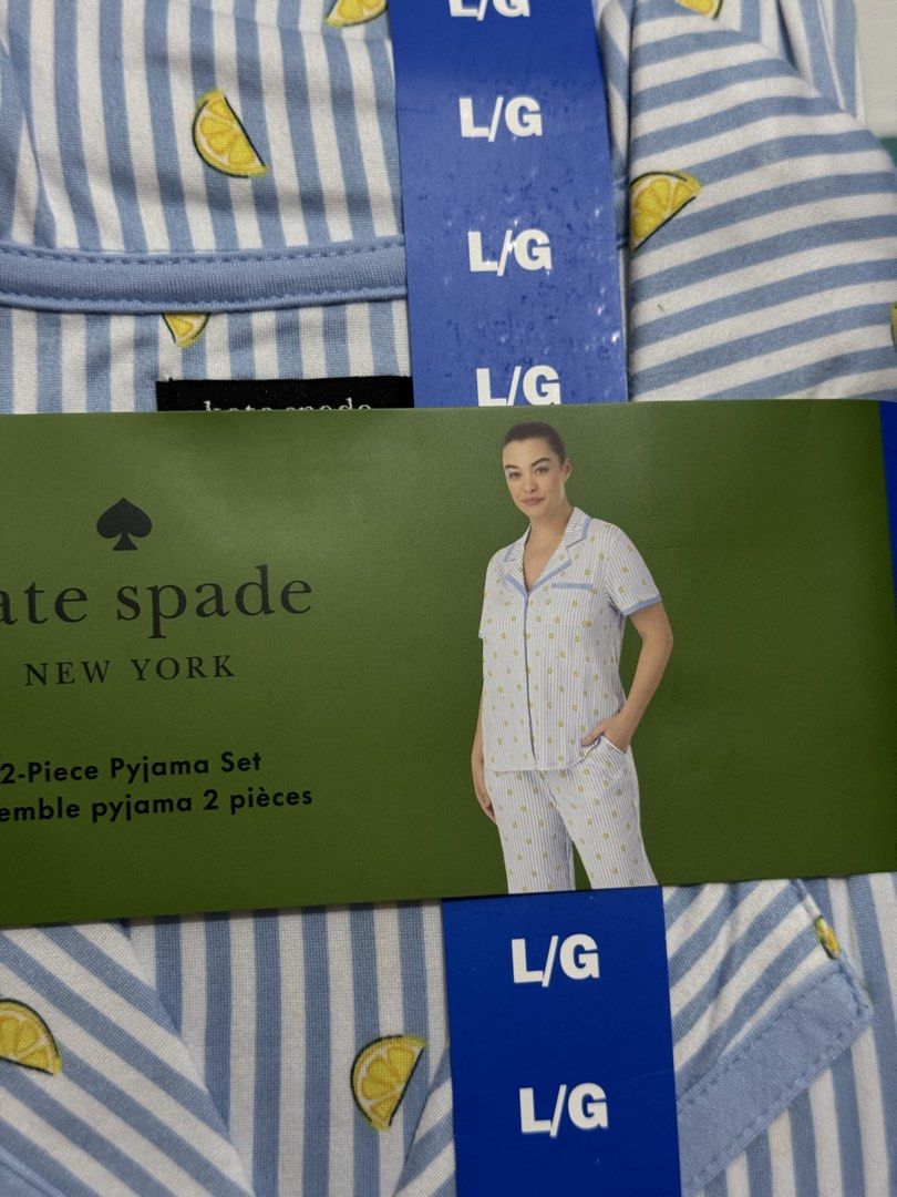 Kate Spade Sleepwear Pajama set (Category: Announcements) located in Quezon City. Submitted by branded_jo (Listing ID 1462051869, Image 3). Description: Original Kate Spade Sleepwear Pajama Set Brand new with tag Lemon Stripe Large on tag Bought in Canda Lalamove ready.