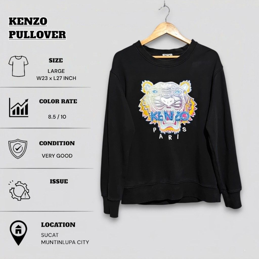 KENZO PULLOVER SWEATSHIRT (Category: Coats, Jackets and Outerwear) located in Muntinlupa City. Submitted by nofame12 (Listing ID 1462160958, Image 1). Description: 1 Very minimal pinhole PLEASE CHECK THE DETAILS OF THE ITEM ON FIRST PHOTO. LOCATION - SUCAT MUNTINLUPA CITY.