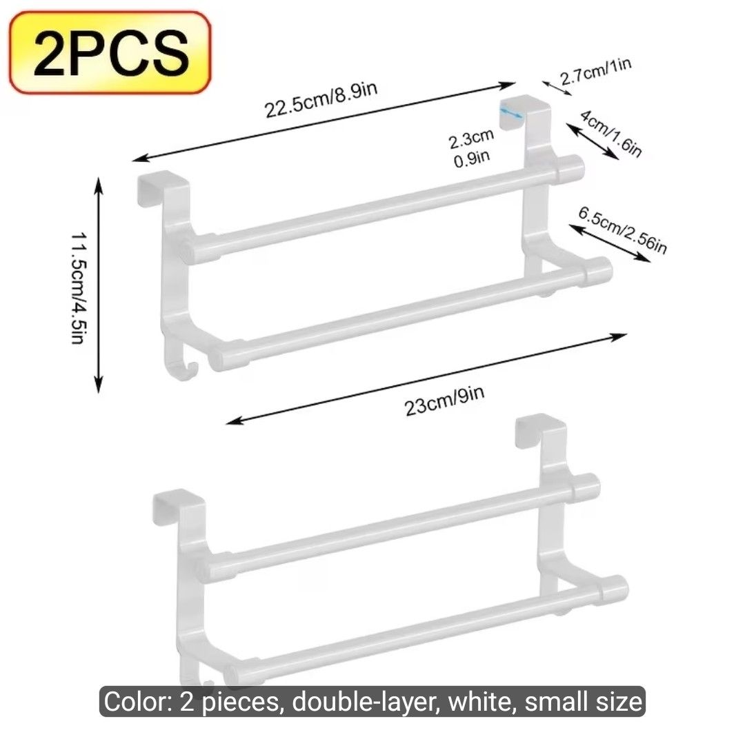 Kitchen towel rack (Category: Hooks & Hangers) located in Quezon City. Submitted by declttermum (Listing ID 1462050079, Image 2). Description: Brandnew double layer hand towel rack. 1pc only. Unused, opened plastic only. No issues. 2nd pic for reference. Wysiwyg. Available by December..