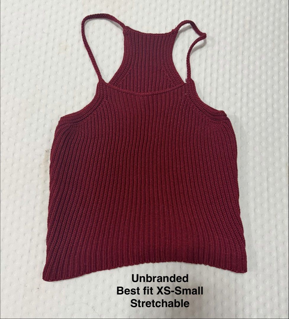 Knitted red top (Category: Sleeveless) located in Manila. Submitted by pinkyswearshop2.0 (Listing ID 1462095693, Image 1). Description: .