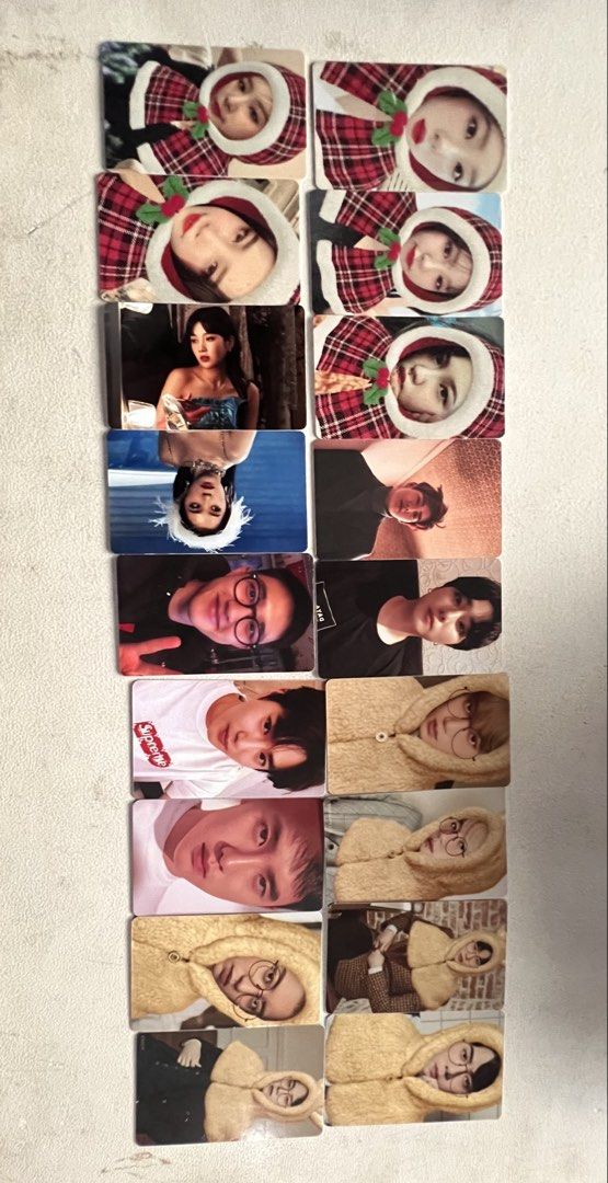 K-pop Photocards - Various Idols, Christmas Theme (Category: K-Wave Merchandise) located in Manila. Submitted by charlotte.mae (Listing ID 1462098478, Image 1). Description: - Collection of K-pop photocards available. - Features a variety of popular idols. - Includes some adorable Christmas-themed cards. - Perfect for any K-pop fan's collection. - DM for inquiries about specific members!.