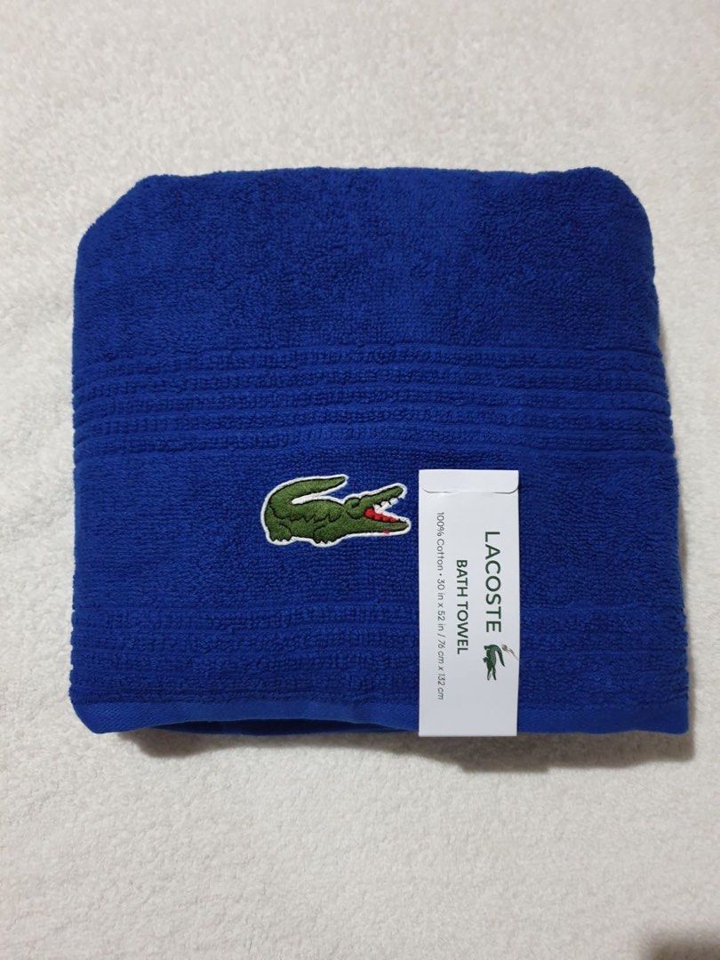 Lacoste Bath Towel - Blue (Category: Bedding & Towels) located in Las Pinas. Submitted by epitome.mnl (Listing ID 1462259299, Image 1). Description: 💎Brand New with tag 💎Lacoste 💎Size 30x52in 💎SRP 80USD 💎All items 100% original 📌MOP GCASH or BDO 📌SF Shouldered by the buyer 📌Lalamove/Grab (via sched) 📌Flash / Gogo Express Provincial 80-240 📌Meetups: Las Pinas/Alabang/Laguna via schedule.