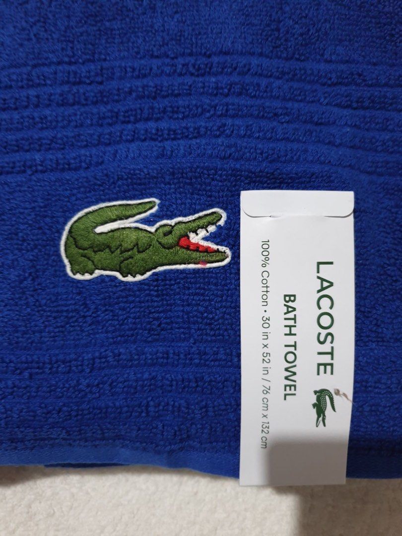 Lacoste Bath Towel - Blue (Category: Bedding & Towels) located in Las Pinas. Submitted by epitome.mnl (Listing ID 1462259299, Image 2). Description: 💎Brand New with tag 💎Lacoste 💎Size 30x52in 💎SRP 80USD 💎All items 100% original 📌MOP GCASH or BDO 📌SF Shouldered by the buyer 📌Lalamove/Grab (via sched) 📌Flash / Gogo Express Provincial 80-240 📌Meetups: Las Pinas/Alabang/Laguna via schedule.
