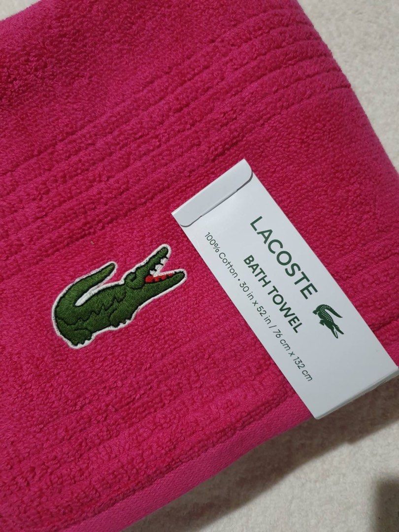 Lacoste Bath Towel - Pink (Category: Bedding & Towels) located in Las Pinas. Submitted by epitome.mnl (Listing ID 1462259325, Image 2). Description: 💎Brand New with tag 💎Lacoste 💎Size 30x52in 💎SRP 80USD 💎All items 100% original 📌MOP GCASH or BDO 📌SF Shouldered by the buyer 📌Lalamove/Grab (via sched) 📌Flash / Gogo Express Provincial 80-240 📌Meetups: Las Pinas/Alabang/Laguna via schedule.