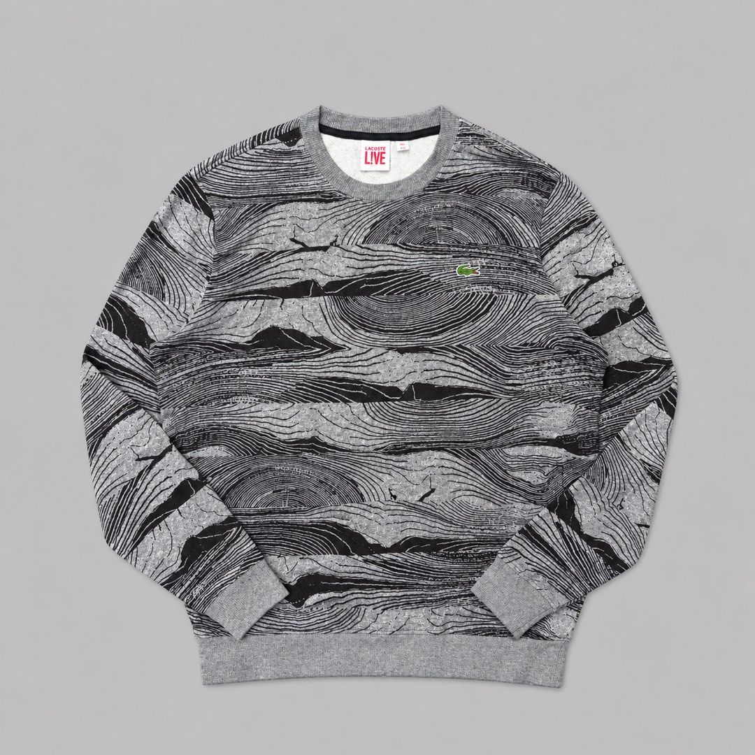 Lacoste L!VE Wood-Grain Patterned Crewneck (Category: Coats, Jackets and Outerwear) located in Davao. Submitted by sta_archive (Listing ID 1462090258, Image 1). Description: Lacoste L!VE Wood-Grain Patterned Crewneck Width - 22 Length - 26.5 (Size 4 / Medium on tag) Color Rate - 9.5/10 Excellent Condition No Major Issues/Flaws Need Wash Only ✅ 1,899 + Shipping Fee.