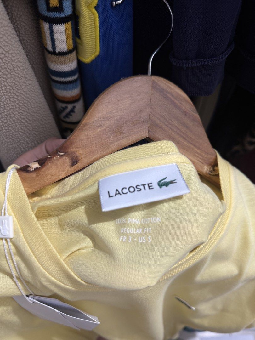 Lacoste Regular Fit T-Shirt (Category: Tshirts & Polo Shirts ) located in Manila. Submitted by chickonuggs (Listing ID 1462094193, Image 2). Description: - Brand: Lacoste - Fit: Regular - Size: S - Condition: Brand new with tags attached Rfs: declutter.