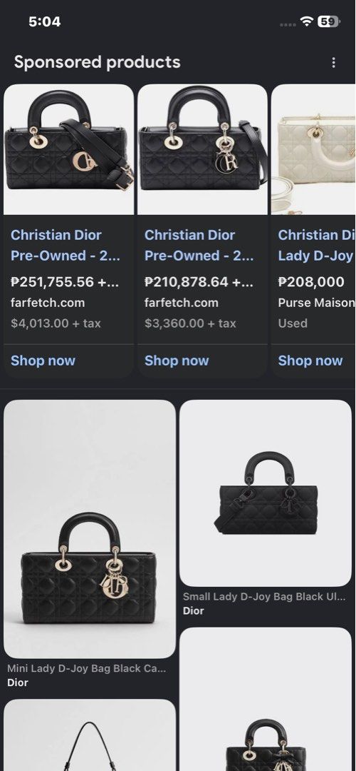 Lady Dior small (Category: Luxury Bags & Wallets) located in Tagum. Submitted by amarasluxbag (Listing ID 1462123864, Image 2). Description: Ganda ng leather neto Gamusa loob Issue:missing sling and missing ibang letters na palawit Subrang tibay pa Sign of use lang .