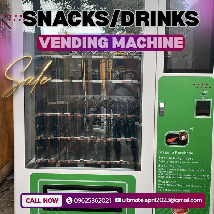 LCD Snacks /Drinks Vending Machine For Sale (Category: Home Improvement Tools & Accessories) located in Pasig City. Submitted by akiramckency (Listing ID 1462068726, Image 1). Description: 🌏 WE DELIVER NATIONWIDE🌏 👉 FOR ORDER 👉 Send Us message Bellow👇 👇 👇 ✨ Terms Of Payment: ✨ 50% Downpayment and ✨ 50% Upon pick up / Deliver 📍 LOCATED IN PASIG CITY.