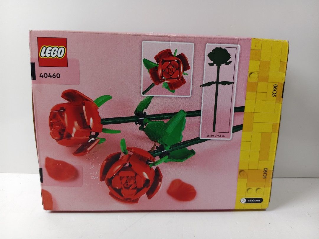 LEGO 40460 Roses Building Set (Category: Lego & Building Sets) located in Las Pinas. Submitted by mommy_14 (Listing ID 1462052793, Image 2). Description: - Build 2 beautiful red roses with green stems and leaves. - Perfect for display or as a thoughtful gift. - Box shows finished product and its size. - Ideal for LEGO enthusiasts and flower lovers alike..
