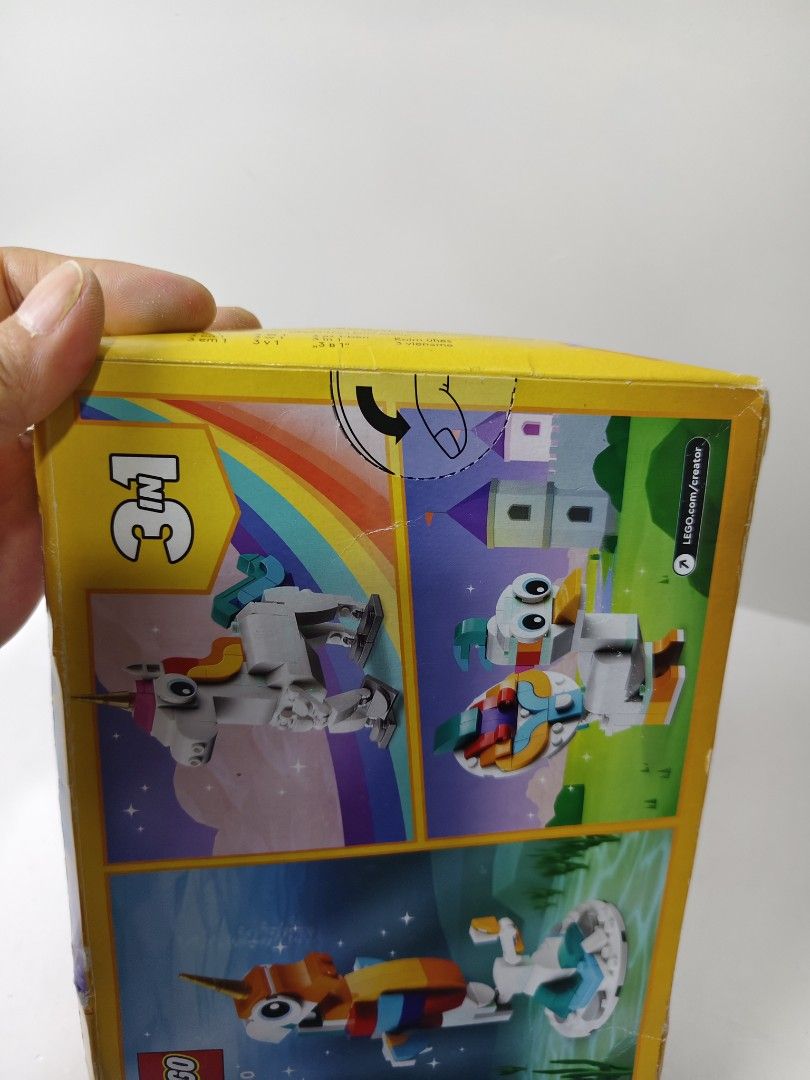 LEGO Creator 3-in-1 Unicorn Set 31140 (Category: Lego & Building Sets) located in Las Pinas. Submitted by mommy_14 (Listing ID 1462052909, Image 3). Description: - LEGO Creator 3-in-1 set - Build 3 different models: magical unicorn, cute seahorse, or fun duck - Perfect for imaginative play and building fun - Recommended for ages 7 and up.