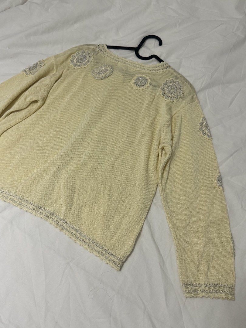 Lemon Yellow “tangiela” cardigan (Category: Coats, Jackets and Outerwear) located in Manila. Submitted by namiskyumi (Listing ID 1462180333, Image 3). Description: Rfs: decluttering - statement piece - fits M-L - such cute bead work and i had a hard time letting this one go.