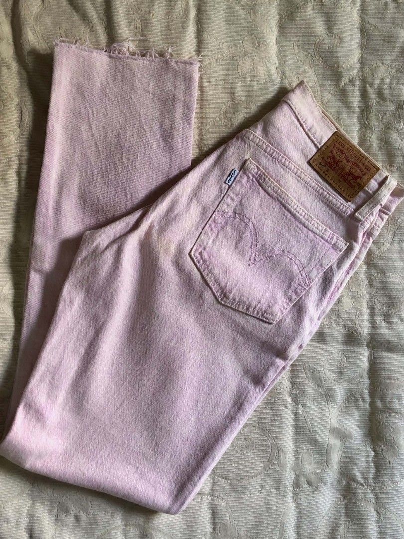 Levi's 501 Pink Denim Jeans (Category: Jeans) located in Zamboanga. Submitted by outtagetme (Listing ID 1462082344, Image 2). Description: - Authentic Levi's 501 Jeans - Light Pink Wash - Size: W26 on tag, 28 fit 30 via tape measure - Frayed Hem Detail - Ideal for a Casual Look first to pay basis DM for inquiries 📩📩.