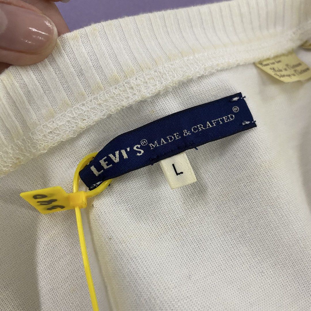 Levi's Made & Crafted White Ribbed Panel Short Sleeve Top (Category: Blouses) located in Imus. Submitted by kingbhatsdrygoods (Listing ID 1462140229, Image 3). Description: KingBhats HUB Please read below before inquiring or making a purchase. ✨ 👕 ITEM DETAILS (Inches): • Shoulder: 24 • Width: 27 • Length: 24 • Flaws/Issues: need wash 📌 ORDER & PAYMENT RULE: • First to pay, first served. No reservations. • Payment must be fully processed and ve