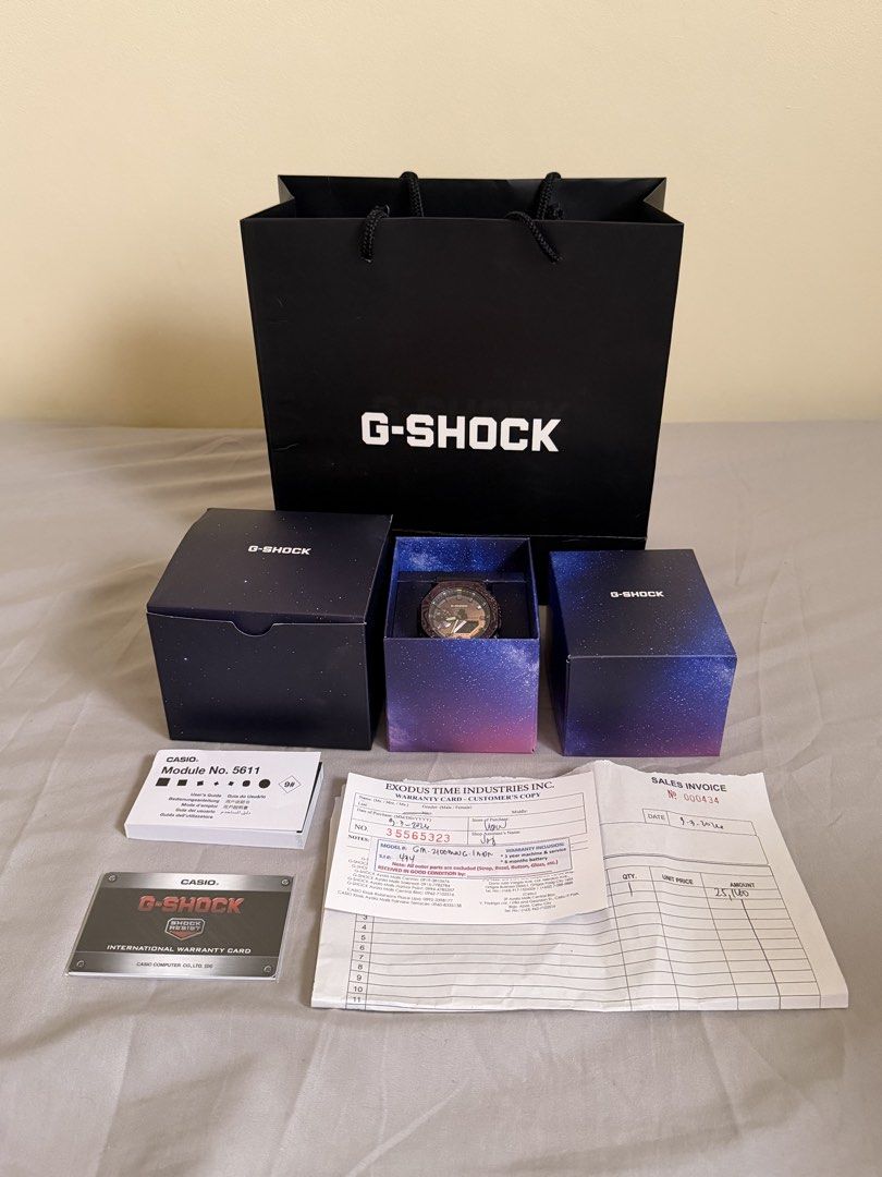 LIMITED EDITION Casio G-Shock Milky Way Model (Category: Men's Watches) located in Laoag. Submitted by froma20yearoldcamera (Listing ID 1462054784, Image 1). Description: AUTHENTIC with real receipt (Bought at Casio Store - Robinsons Ilocos Branch) Selling for ₱19,000 negotiable! Model: GM-2100MWG-1A Milky Way Condition: good condition / used twice only Inclusions: Watch Box International warranty card Store warranty card - pwede pa gamitin Paper