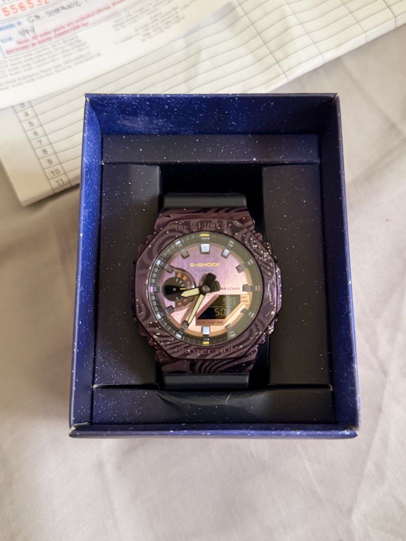 LIMITED EDITION Casio G-Shock Milky Way Model (Category: Men's Watches) located in Laoag. Submitted by froma20yearoldcamera (Listing ID 1462054784, Image 3). Description: AUTHENTIC with real receipt (Bought at Casio Store - Robinsons Ilocos Branch) Selling for ₱19,000 negotiable! Model: GM-2100MWG-1A Milky Way Condition: good condition / used twice only Inclusions: Watch Box International warranty card Store warranty card - pwede pa gamitin Paper