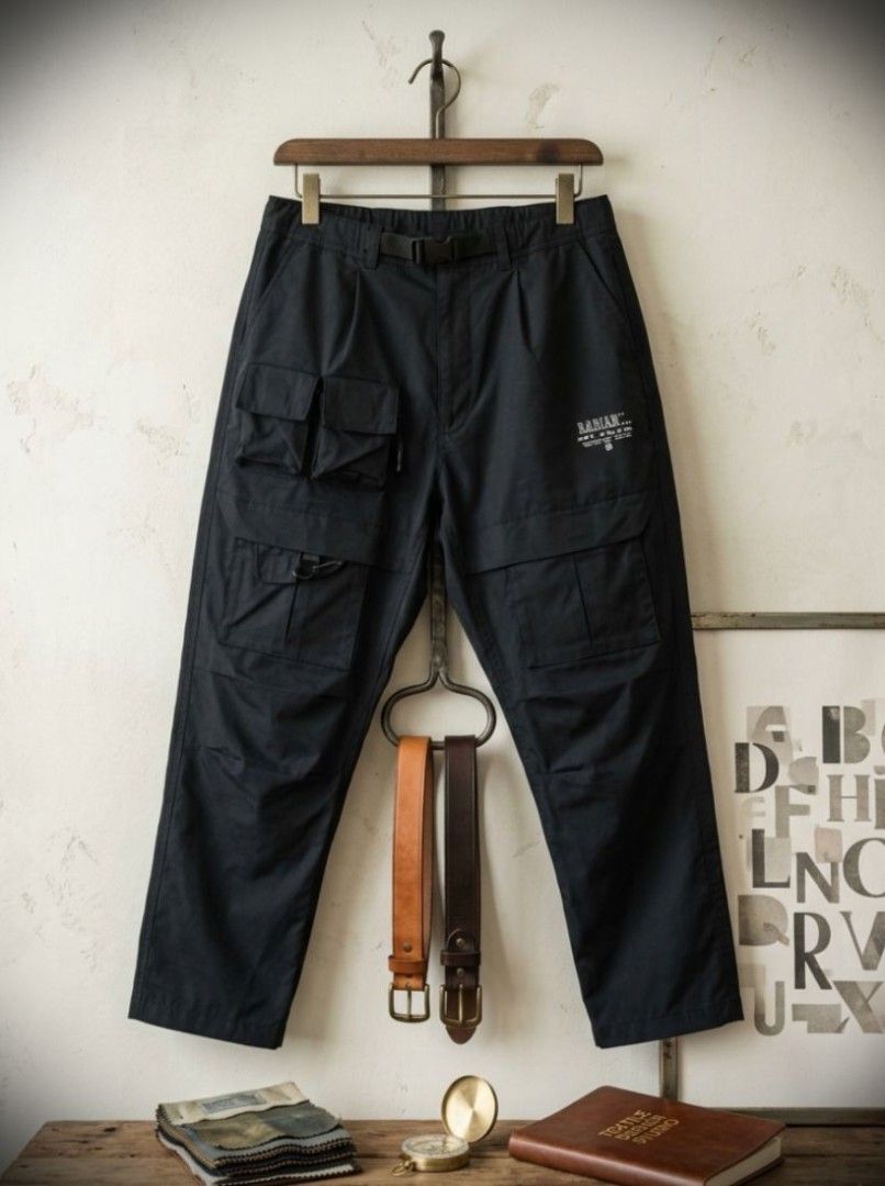Li-Ning x BadFive Tactical Multi-Pocket Cargo Pants (rare) (Category: Jeans) located in Manila. Submitted by liliaplay (Listing ID 1462077872, Image 1). Description: Authentic! Pre-loved Imported 7 pockets heavy and thick water resistant/proof double lining inside for Hiking smooth texture outer layer engraved brand on button engraved brand on pullers zippered pockets belted Unisex size: 34-36 hem/rise: 14 length: 40 leghole: 7.5 No Issue! rtw Ex