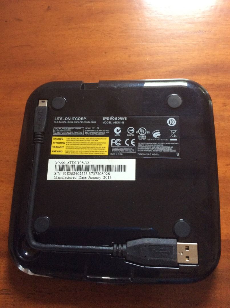 Lite-On eTDU108 DVD-ROM Drive External USB (Category: Hard Disks & Thumbdrives) located in Silang. Submitted by lorenzo0000 (Listing ID 1462080855, Image 2). Description: - Lite-On eTDU108 External DVD-ROM Drive - Connects via USB - Tested and confirmed working - Includes USB cable - Ideal for modern laptops lacking built-in optical drives.