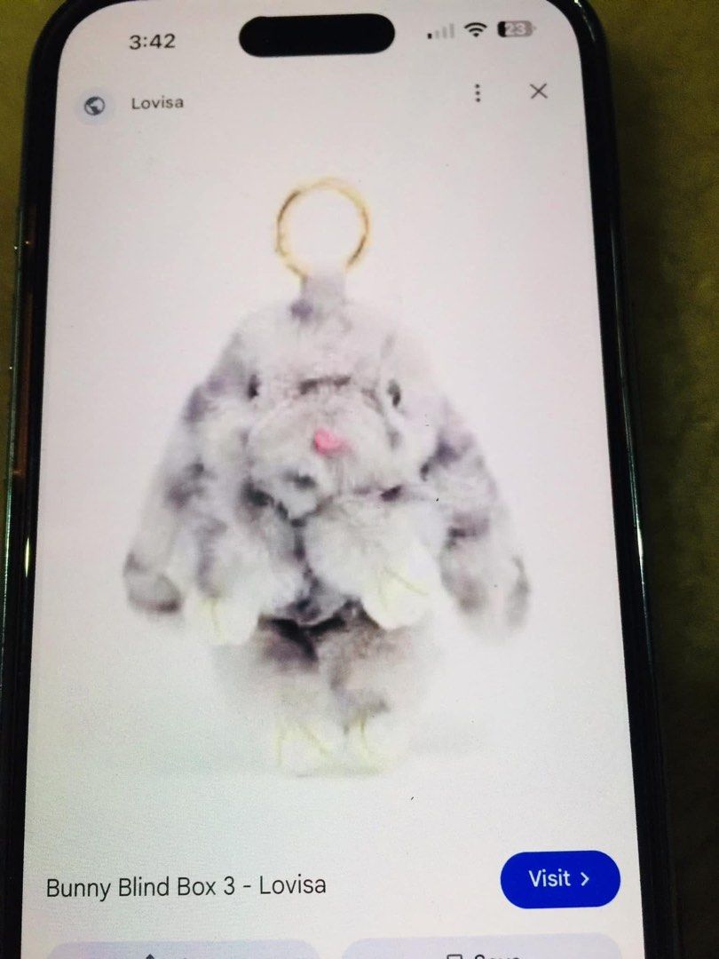 LOVISA bunny furry keychains (Category: Plushies & Soft Toys) located in Baguio. Submitted by izza_thrifty (Listing ID 1462044112, Image 2). Description: .