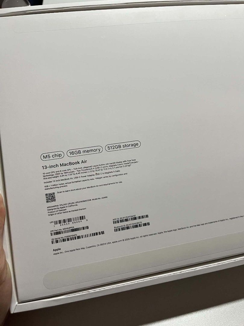 MacBook Air M5 13' inch Starlight (Category: Laptops & Notebooks) located in Cainta. Submitted by mymcdreamy (Listing ID 1462231996, Image 3). Description: Macbook Air M5 13” Starlight 16GB RAM 512GB Storage Complete set with box No dents/scratches Warranty till July 2027 2 months old 100%battery health 50 CC meetup only.
