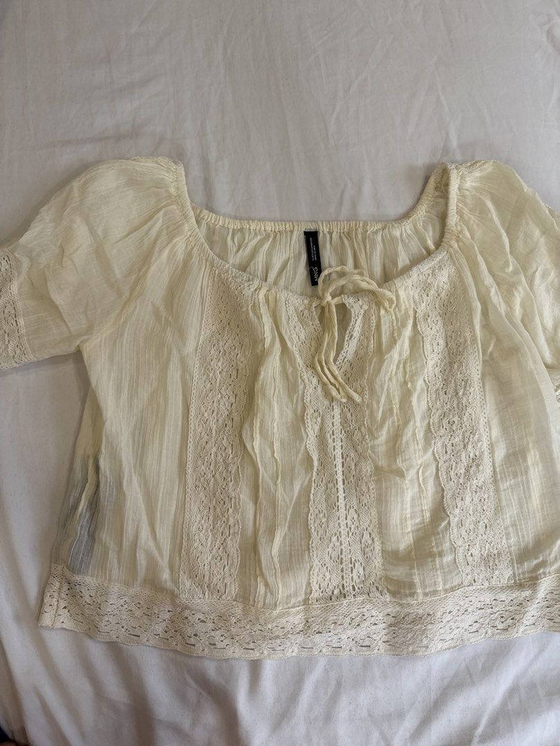 Mango Cotton Lace Blouse (Category: Blouses) located in Quezon City. Submitted by mm0ng (Listing ID 1462124967, Image 1). Description: Washed but never worn Bought for 2k+ Rfs still a little too loose for me.