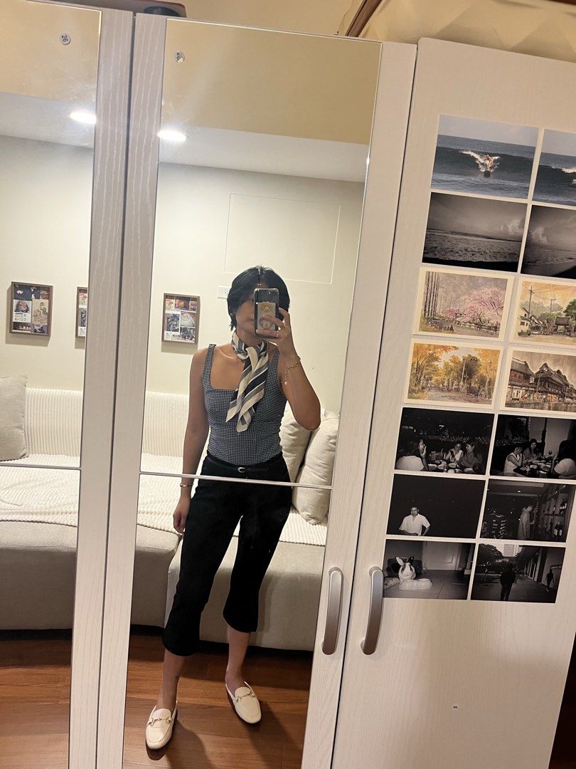 mango gingham checked top (Category: Sleeveless) located in Pasig City. Submitted by outofcountry_until_oct12 (Listing ID 1462076975, Image 1). Description: also sold as set. for ref i am 5'3.6 32A 25 waist.