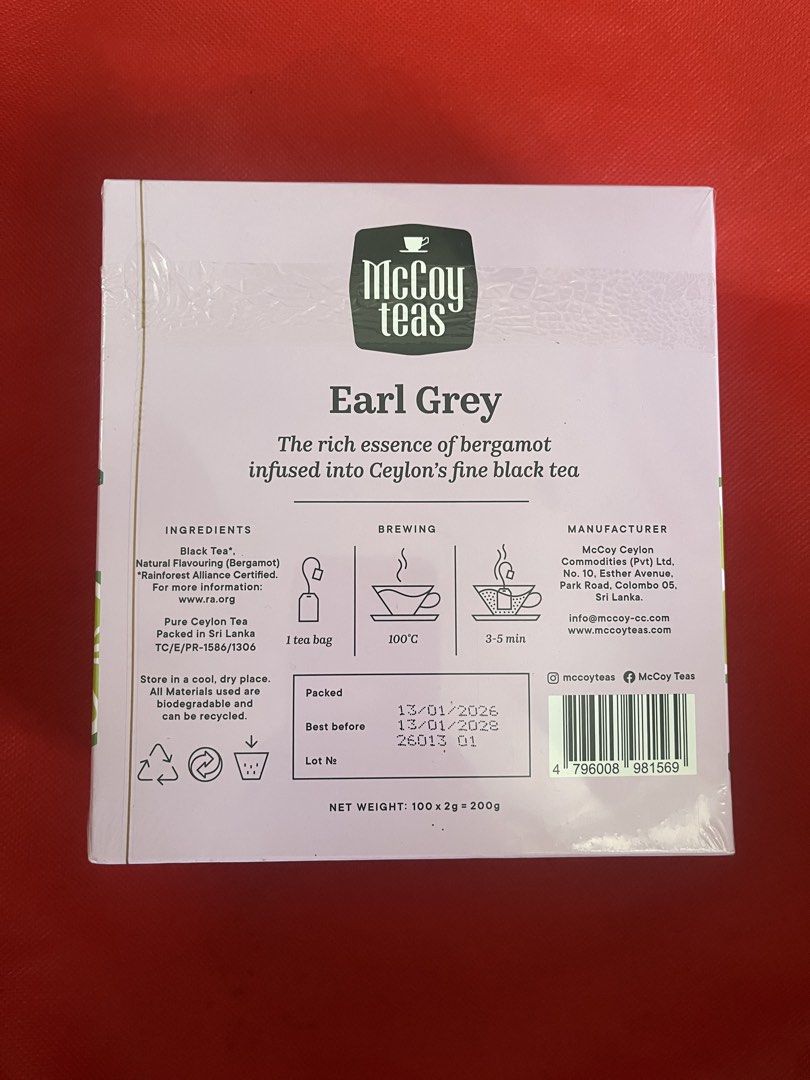 McCoy Earl grey tea (Category: Other Food & Drinks) located in Pasig City. Submitted by missclaud.essentials (Listing ID 1462052212, Image 2). Description: .