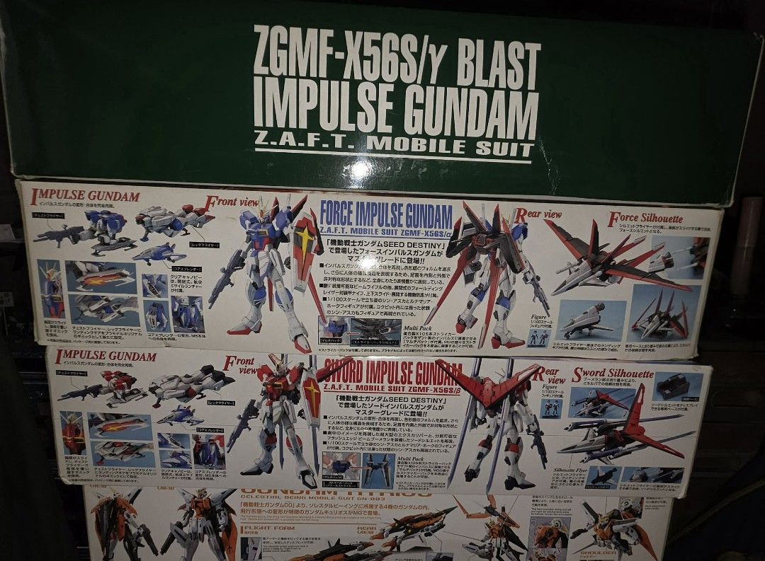 MG 1/100 Force Impulse, Blast and Sword Impulse Gundam Kits (Category: Gundam & Model Kits) located in Mandaluyong City. Submitted by nandemonaiyahhh (Listing ID 1462107630, Image 1). Description: Sold as set for only 7500 1 is Pbandai pm for more photos sealed runners.