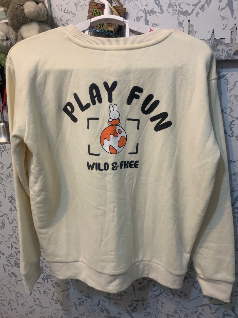 Rare Miffy “Play Fun” sweatshirt (Category: Coats, Jackets and Outerwear) located in Dasmarinas. Submitted by fameandfad (Listing ID 1462213996, Image 1). Description: In like new condition once used Size: M- L authentic Miffy “PLAY FUN WILD and FREE crewneck sweatshirt.