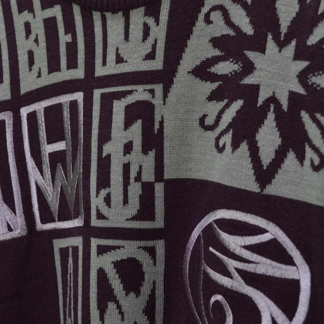 Millstar Vintage Knit Sweater Preloved (Category: Coats, Jackets and Outerwear) located in Polomolok. Submitted by lastthrift (Listing ID 1462203613, Image 3). Description: - Brand: Millstar - Item: Knit Sweater - Color: Burgundy & Grey - Design: Unique patchwork with letters and patterns - Size: Large / 22"x25" - Style: Retro.