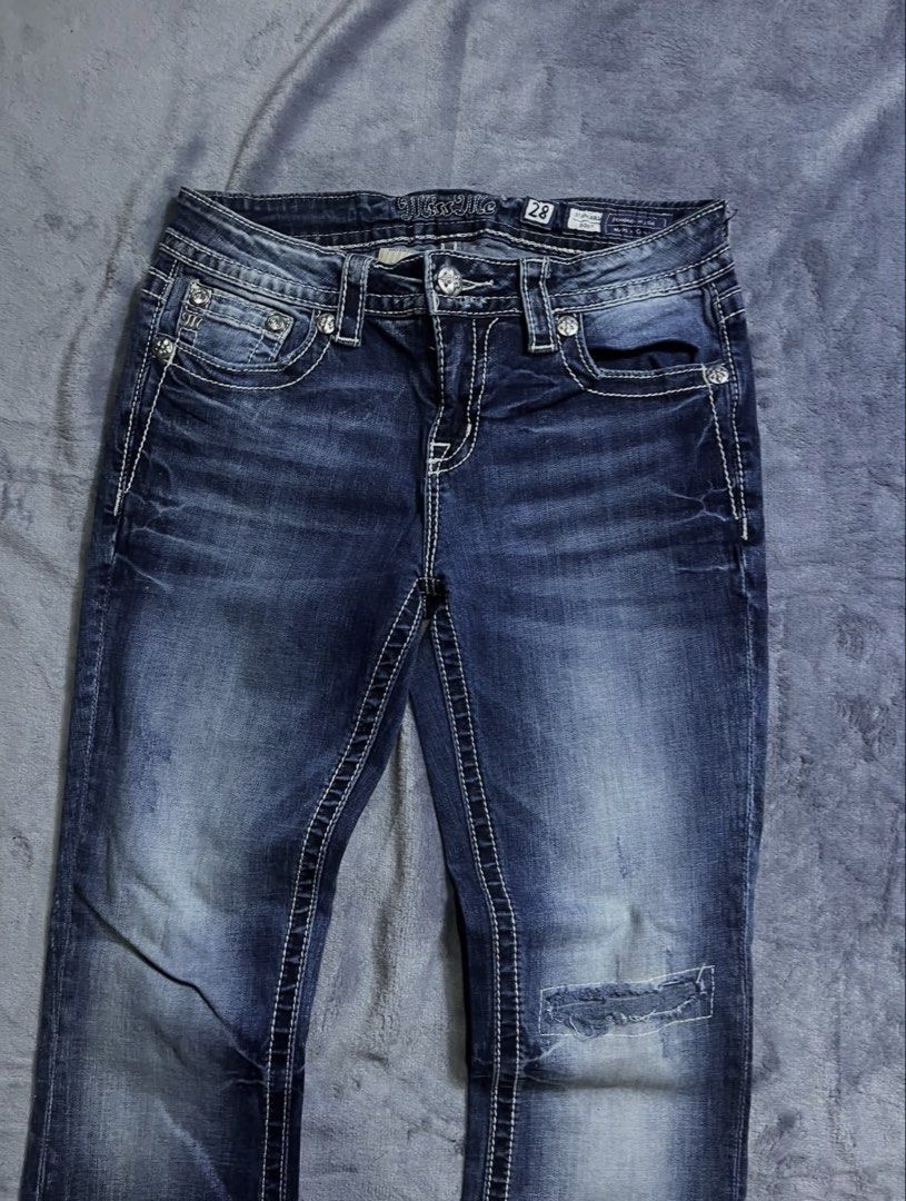 Miss Me bootcut pants (Category: Jeans) located in San Pedro. Submitted by classychic.couture (Listing ID 1462132719, Image 3). Description: - waist 28-30 | hips 36 | length 34 - excellent condi - issue: shortened length.