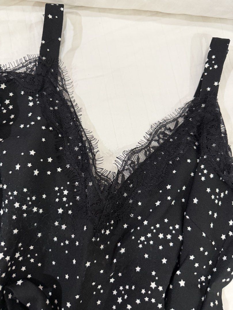 Miss Selfridge Jumpsuit (Category: Jumpsuits) located in Quezon City. Submitted by ayybee_closet (Listing ID 1462115130, Image 2). Description: - Used. Straps have been altered to shorten. - Features delicate lace trim on the neckline. - Includes a tie waist - Loose straight leg .