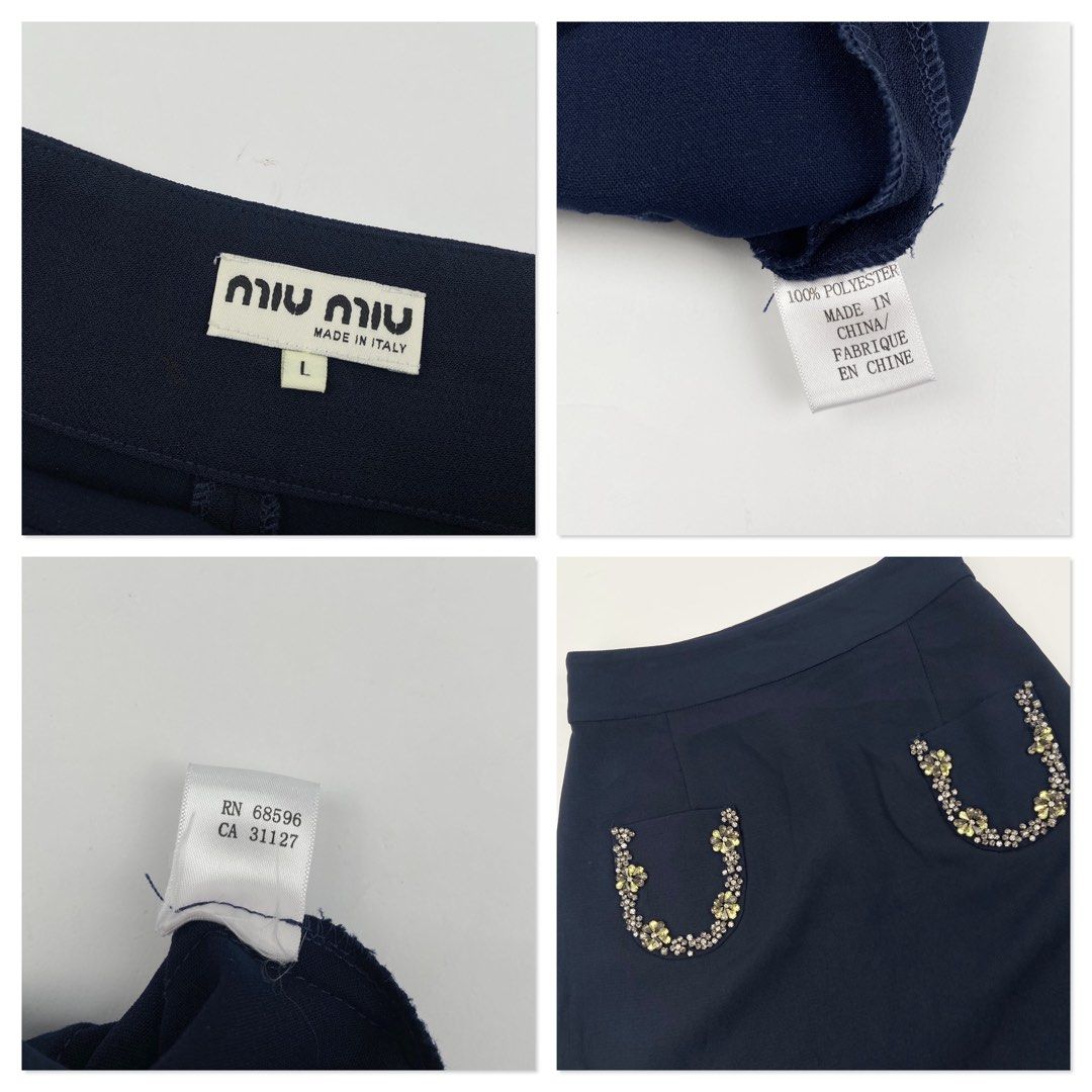 Miu Miu Navy (Category: Skirts) located in Manila. Submitted by draftdrops (Listing ID 1462049869, Image 2). Description: Front pocket design with and excellent Waistline :28 Length :20.