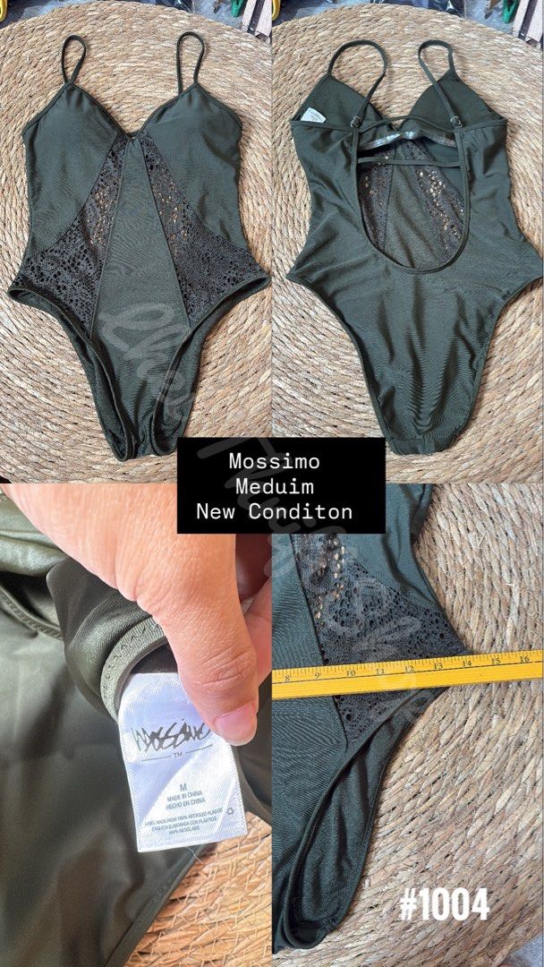 Mossimo One-Piece Swimsuit - Olive Green - Size M (Category: Bikinis & Swimsuits) located in Malabon City. Submitted by lheithriftshop (Listing ID 1462088001, Image 1). Description: - Mossimo olive green one-piece swimsuit - Size: Medium - Features lace detailing on front and back - Adjustable straps for a perfect fit - Made from 100% recycled materials - Ideal for beach or pool days.