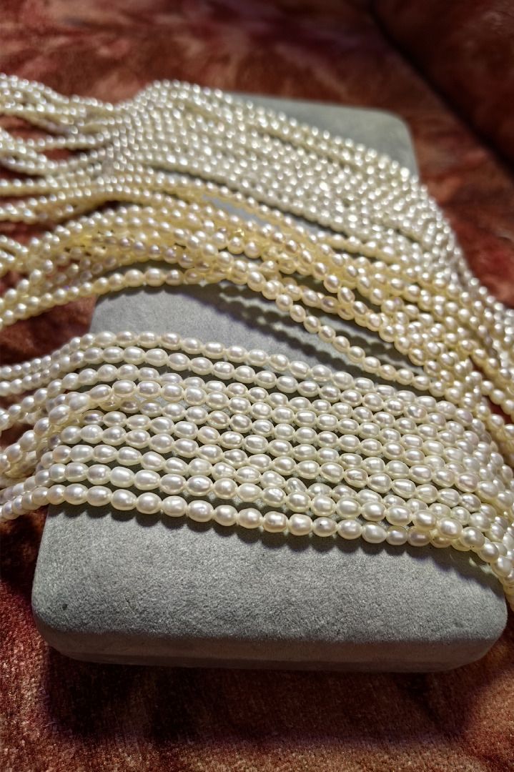 Multi-strand Seed Pearl Necklaces with Clasp (Category: Necklaces) located in Caloocan City. Submitted by jeremiah.curator.2026 (Listing ID 1462258498, Image 2). Description: - Multi-strand necklace - Features small, oval-shaped seed pearls - Each necklace has a silver-tone clasp - Ideal for layering or wearing individually - Adds a classic touch to any outfit.
