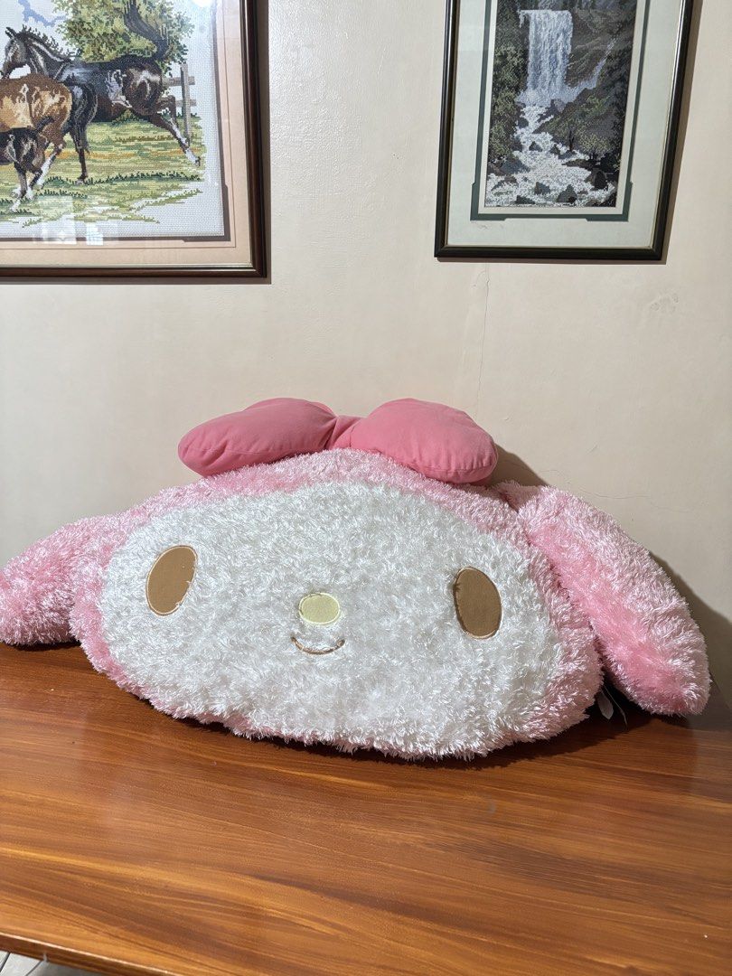 My Melody Jumbo Pillow (Category: Plushies & Soft Toys) located in Abucay. Submitted by leeeeeeeeeeen (Listing ID 1462117816, Image 3). Description: approximately 3ft x 2ft x 0.8ft free sf message melon shake in facebook to see the video charm not included, used only as a size reference.